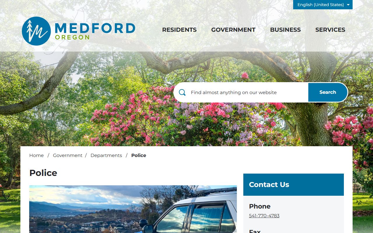Medford phone directory Records Division resource page