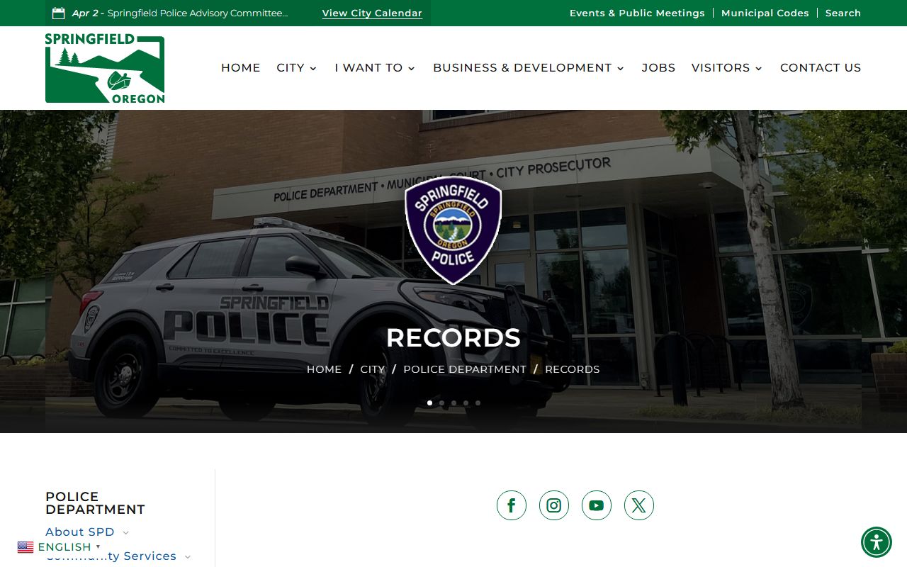 Springfield phone directory police department resource page