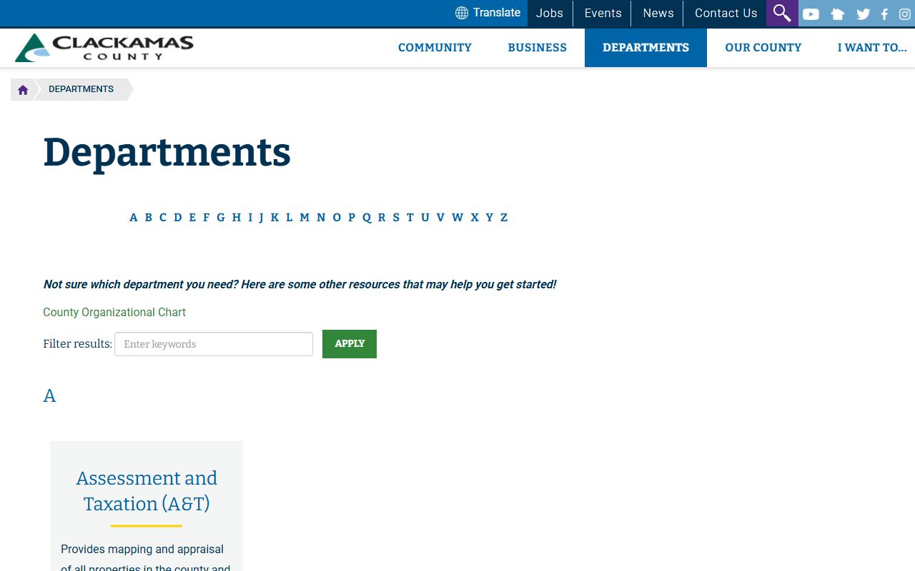 Clackamas County phone directory resource from the county clerk website